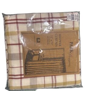 Park Designs Kingswood Shower Curtain 72 X 72 Tartan Plaid Red Yellow Cream NWT